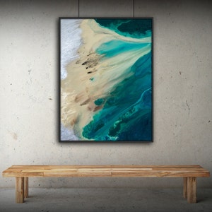 Large ABSTRACT Print of Painting, Blue Painting Print, Giclee Print, Coastal Painting, Teal Wall Decor Gift for Women Gift for Mom image 4