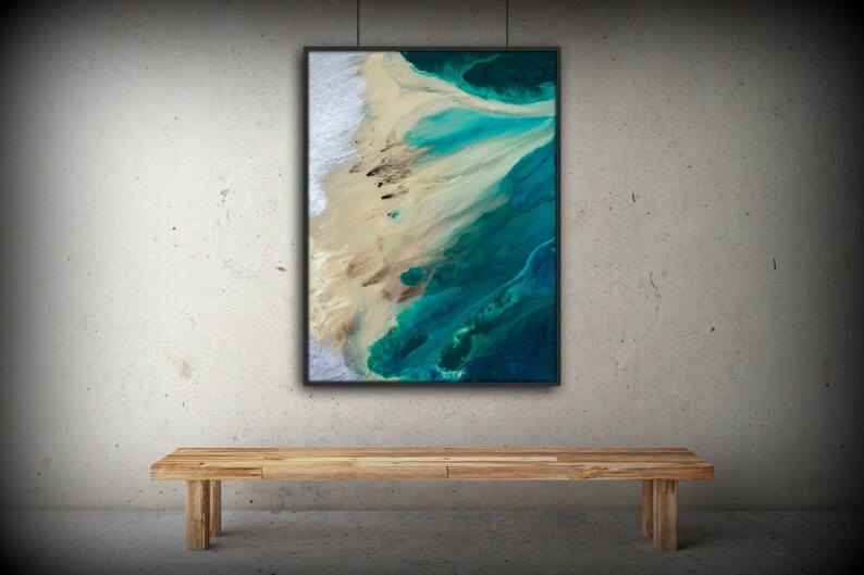 Large ABSTRACT Print of Painting, Blue Painting Print, Giclee Print, Coastal Painting, Teal Wall Decor Gift for Women Gift for Mom image 4