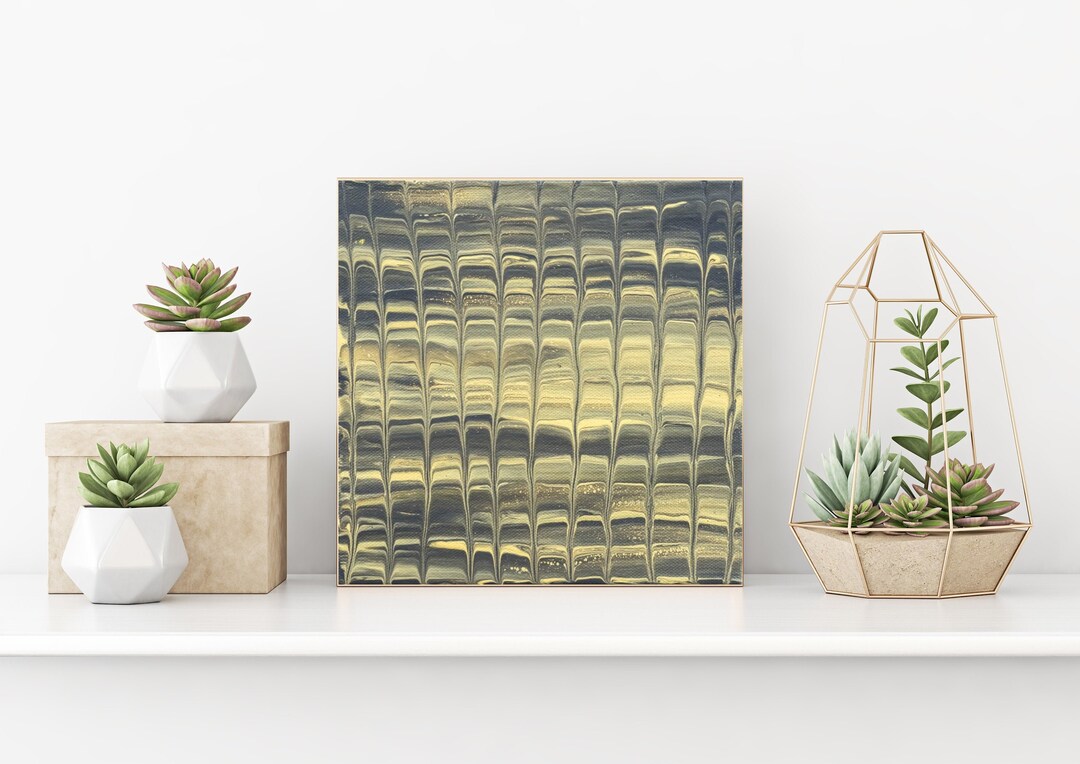 Grey and Gold Art Original Painting, Gallery Wall Decor, Wall Hanging