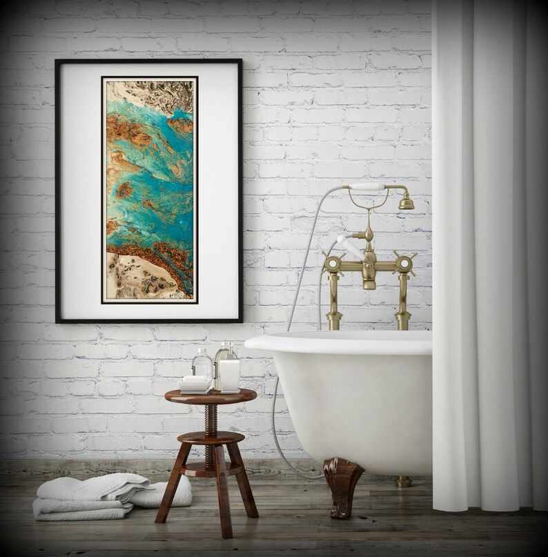 Blue and Copper Art Vertical Wall Art Prints Fine Art Prints Etsy