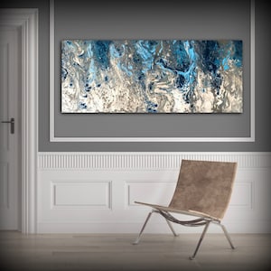 Large Abstract Painting Print Navy Blue Print Art Large Canvas Art Blue and White Art Print Abstract Canvas Blue Wall Decor Abstract Artwork image 1