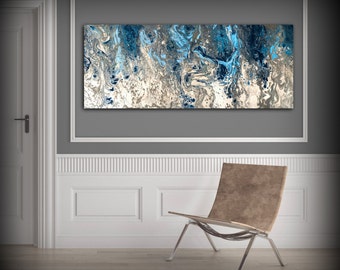 Large Abstract Painting Print Navy Blue Print Art Large Canvas Art Blue and White Art Print Abstract Canvas Blue Wall Decor Abstract Artwork