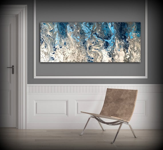 Large Abstract Painting Print Navy Blue Print Art Large Canvas Art