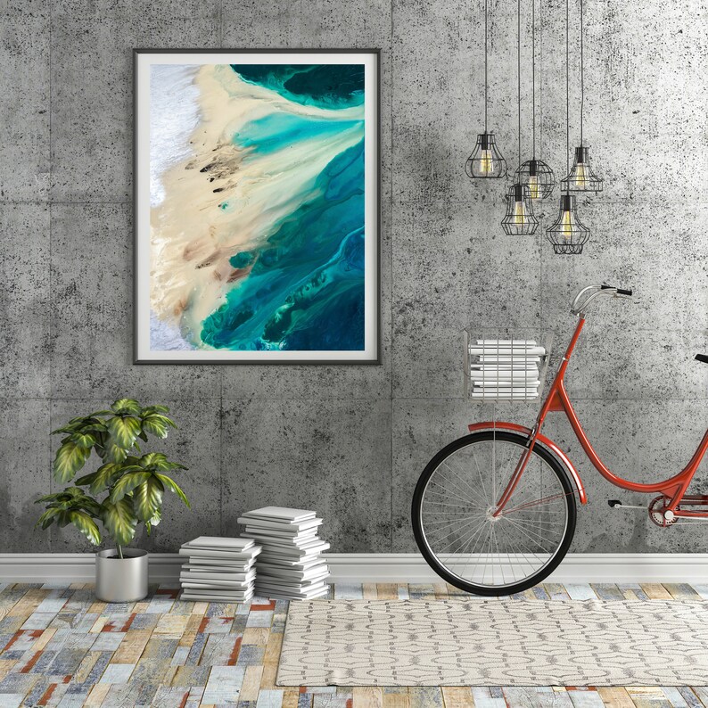 Beach Wall Art, Abstract Ocean Painting, Beach Waves Wall Art, Living Room Art, Blue Waves, Teal Blue Fine Art print image 9