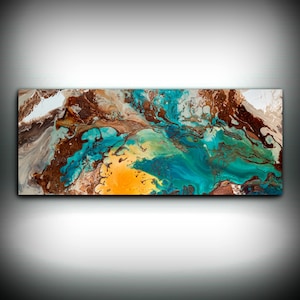 Canvas Wall Decor Large Abstract Wall Art Print Blue Brown Modern Art - Small to Oversized Wall Art, Copper Painting by L Dawning Scott
