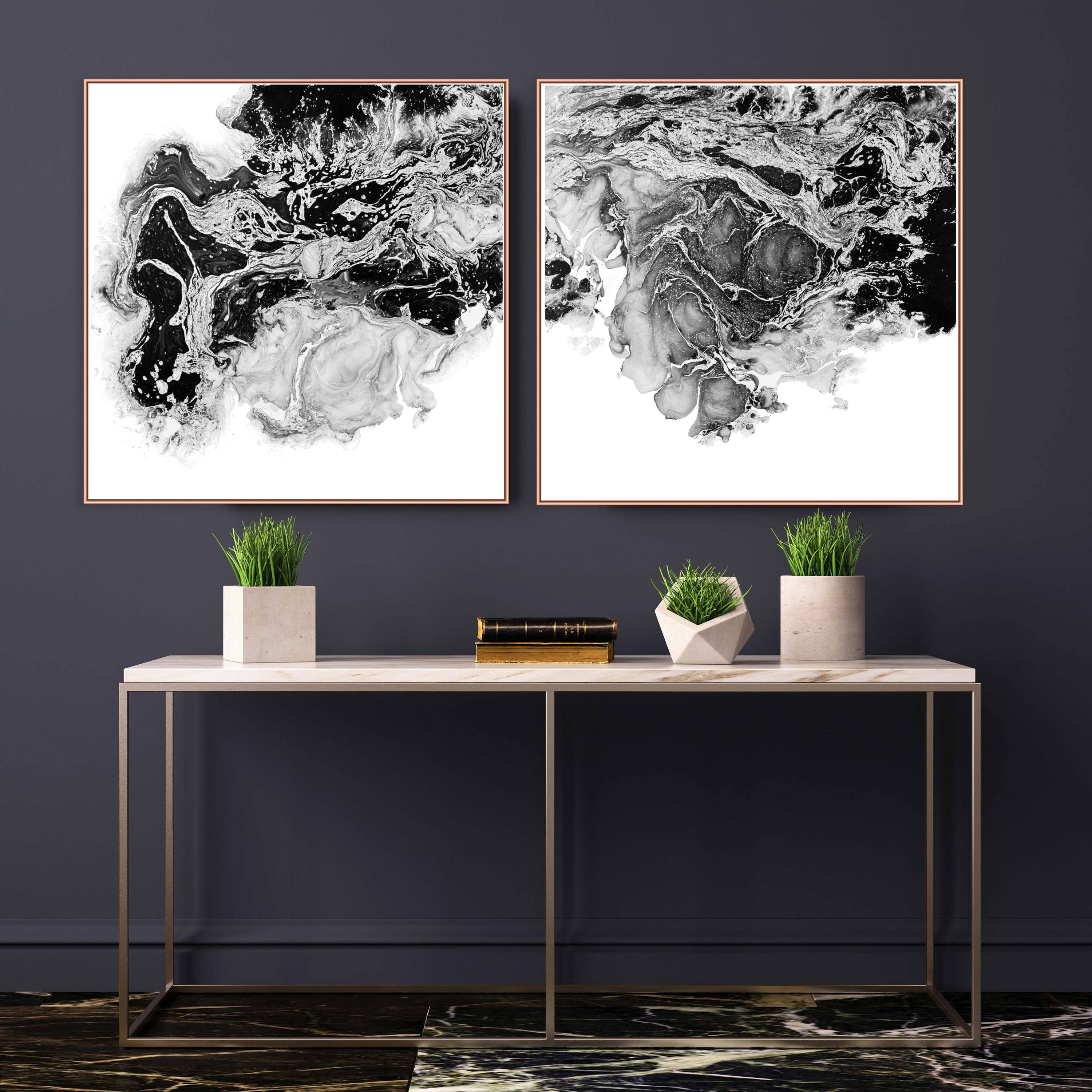 Set of 2 minimalist prints, black and white prints, abstract prints