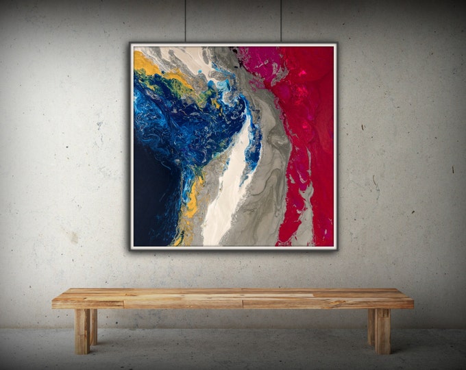 Pink Art Square Wall Art Prints Fine Art Prints Abstract Painting Wall Decor Art Print Blue Painting Large Abstract Gift for Girlfriend