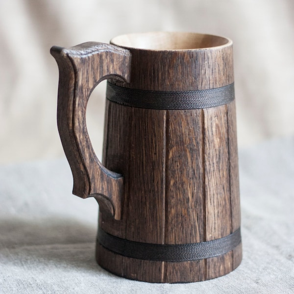 Groomsmen Wooden Beer Mug, Personalized Wedding Beer Mug, Wedding Beer Gift For Father Of The Groom, Best Man Wood Beer Tankard 23 oz, 0.7 L