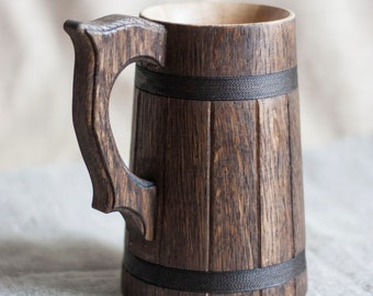 Groomsmen Wooden Beer Mug, Personalized Wedding Beer Mug, Wedding Beer Gift For Father Of The Groom, Best Man Wood Beer Tankard 23 oz, 0.7 L