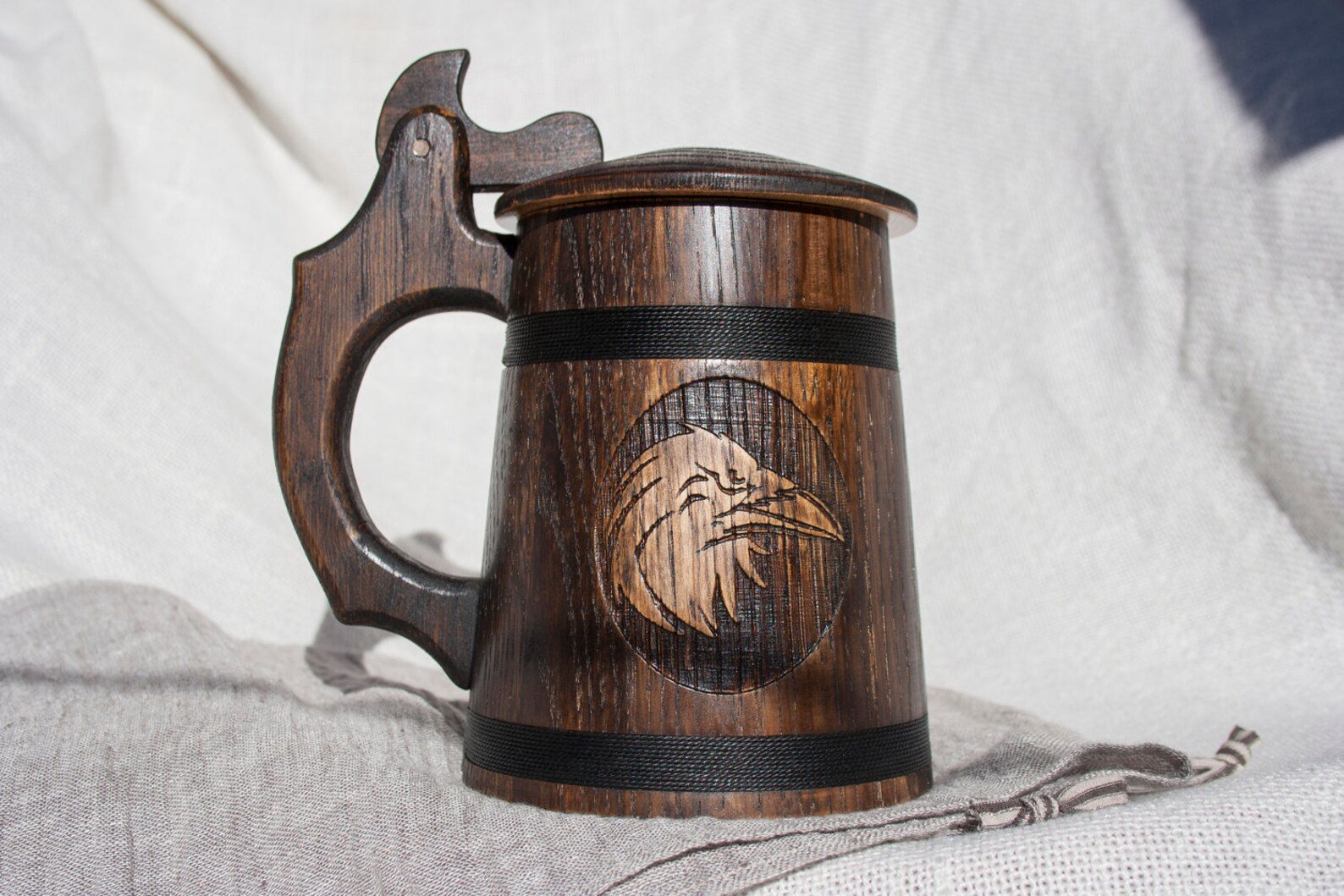 Personalized Wood Beer Mug with the Lid 0.6 L 20 oz Wooden Etsy