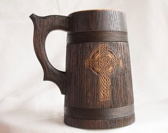 Natutal oak wood beer mug, personalized wooden beer tankard, personalized wooden beer gift for groomsman, custom oak wooden beer mug 23 oz