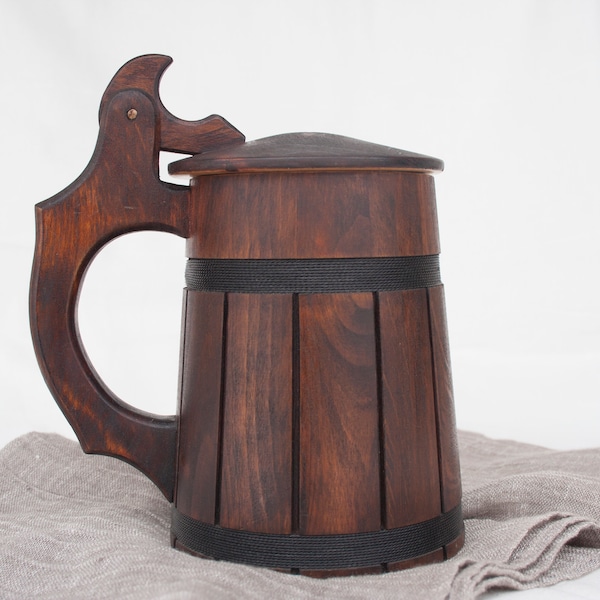 SUPPORT UKRAINE, Alder Mug with the Lid 0.6 L (20 oz), Wood Beer Mug with the Lid, Wooden Mug, Wood Mug, Wooden Tankard, Wood Tankard,Beer