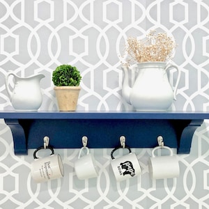 Farmhouse Kitchen Shelf Shelf With Small Metal Hooks Mudroom Shelf