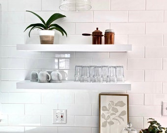 Floating shelf White | Open floating shelving | Hard Lacquer Paint Finish | Strong, solid and sturdy floating shelves