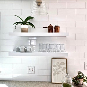 Floating shelf White | Open floating shelving | Hard Lacquer Paint Finish | Strong, solid and sturdy floating shelves