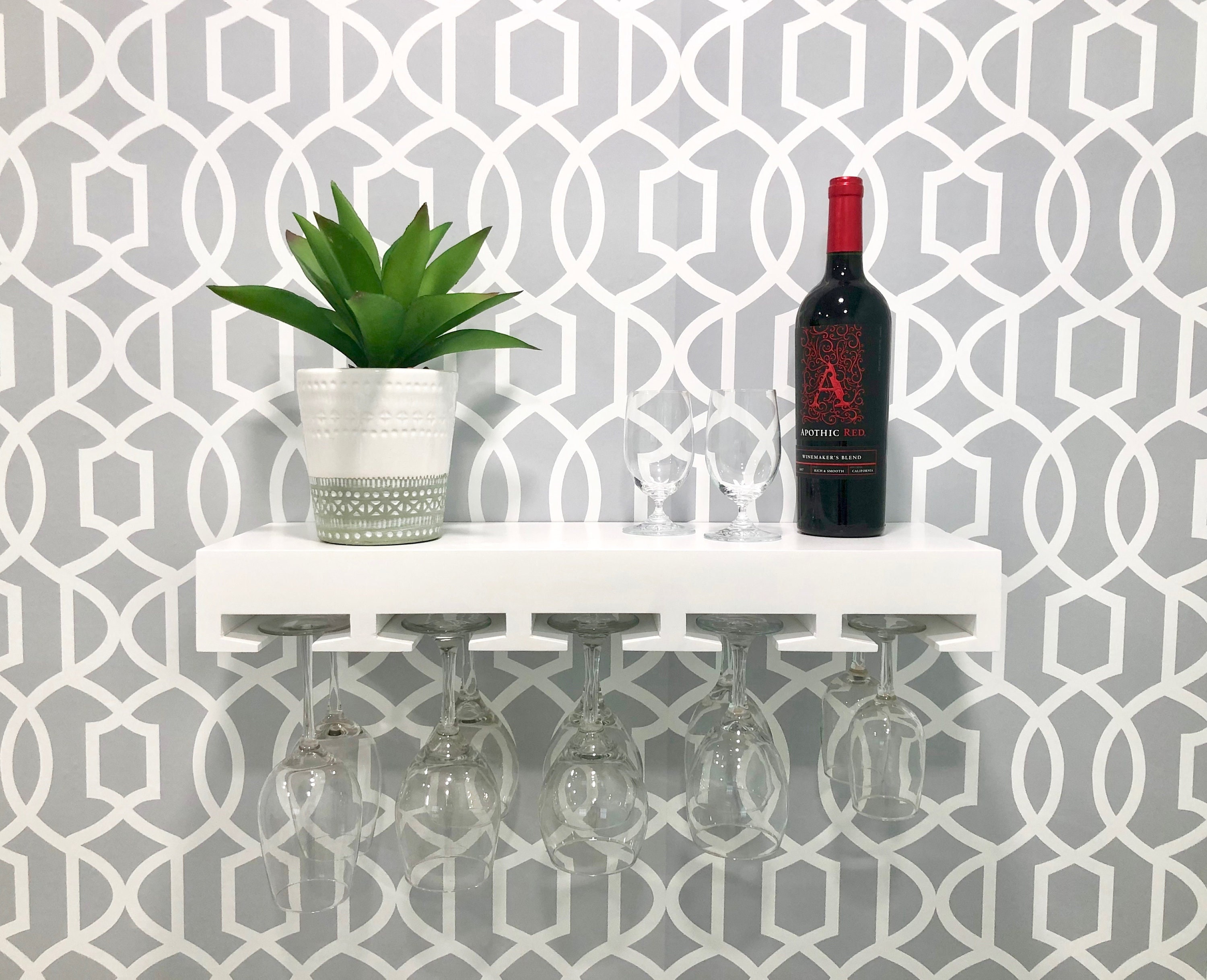 Floating Wine Glass Shelf Wine Glass Rack Floating Wine Rack Floating White Painted Wine Glass Rack See Personalization at Check out Etsy Australia