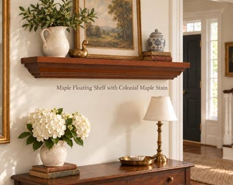 Maple Stained Crown molding shelves | Stained floating shelf | Mantle shelf | Lacquer protective finish | Decorative shelving