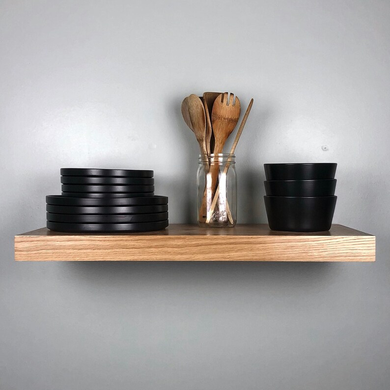 Oak Floating Shelf Stained Oak Bathroom Shelves White Oak Etsy