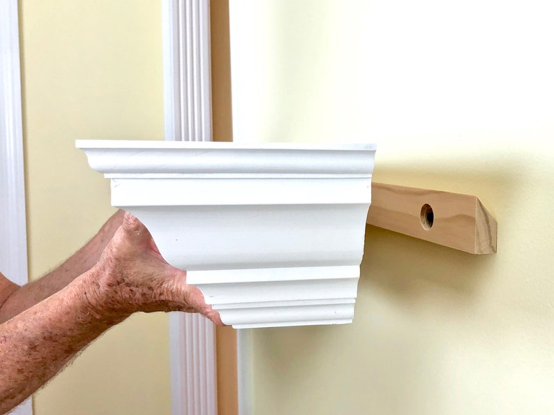 Crown molding shelf White floating shelf Bathroom shelves Etsy