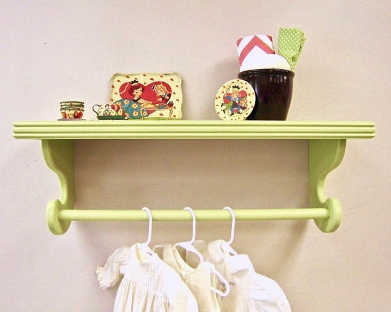 Hanging Clothes Rack Wall Shelves With Rod Nursery Quilt Shelf Kids