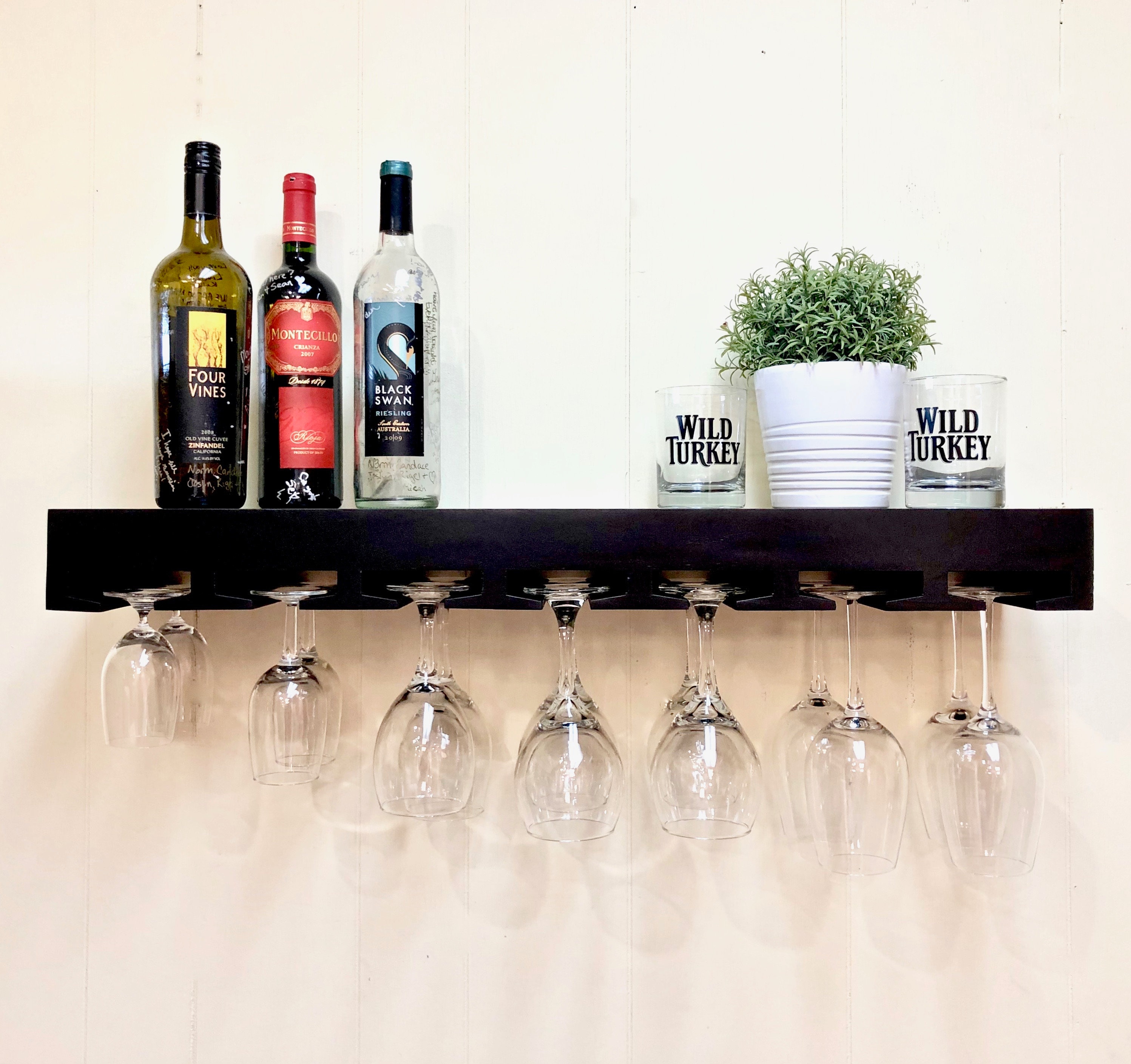 Oak Wine Glass Floating Shelf