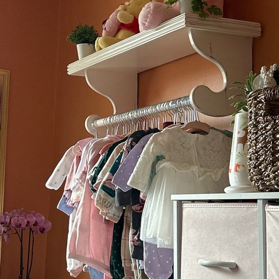 Nursery Hanging Shelf Hanging Baby Clothes Rack Shelf With Hanging