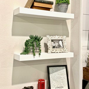 Floating shelf White Open floating shelving Hard Lacquer Paint Finish Strong, solid and sturdy floating shelves image 10