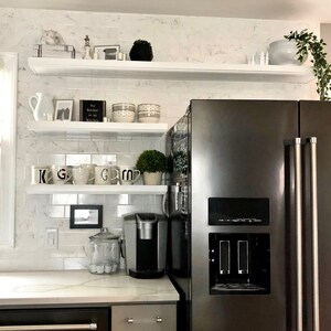 Floating shelf | White kitchen shelving | Multiple trim and color Options | Need custom changes? See Personalization at Check-out