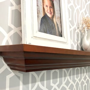 Maple Stained Crown molding shelves | Stained floating shelf | Mantle shelf | Lacquer protective finish | Decorative shelving