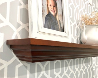 Stained Crown molding shelves | Stained floating shelf | Mantle shelf | Lacquer protective finish | Maple Stained shelves |