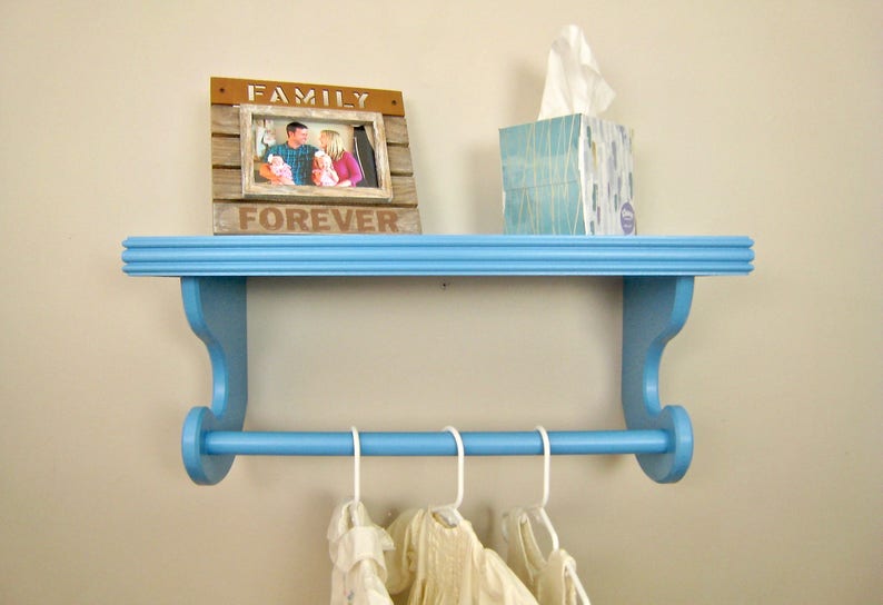 Nursery Shelf Wall Shelves With Rod Clothes Rack Hanging Quilt For