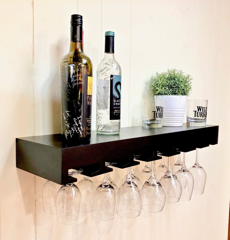 Floating wine shelf Wine glass rack Hanging wine glass Etsy