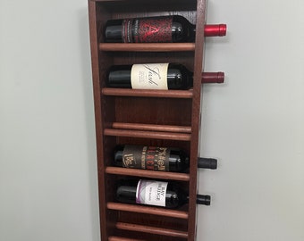 Wine Bottle Rack with Rods, Solid White Oak stained finish