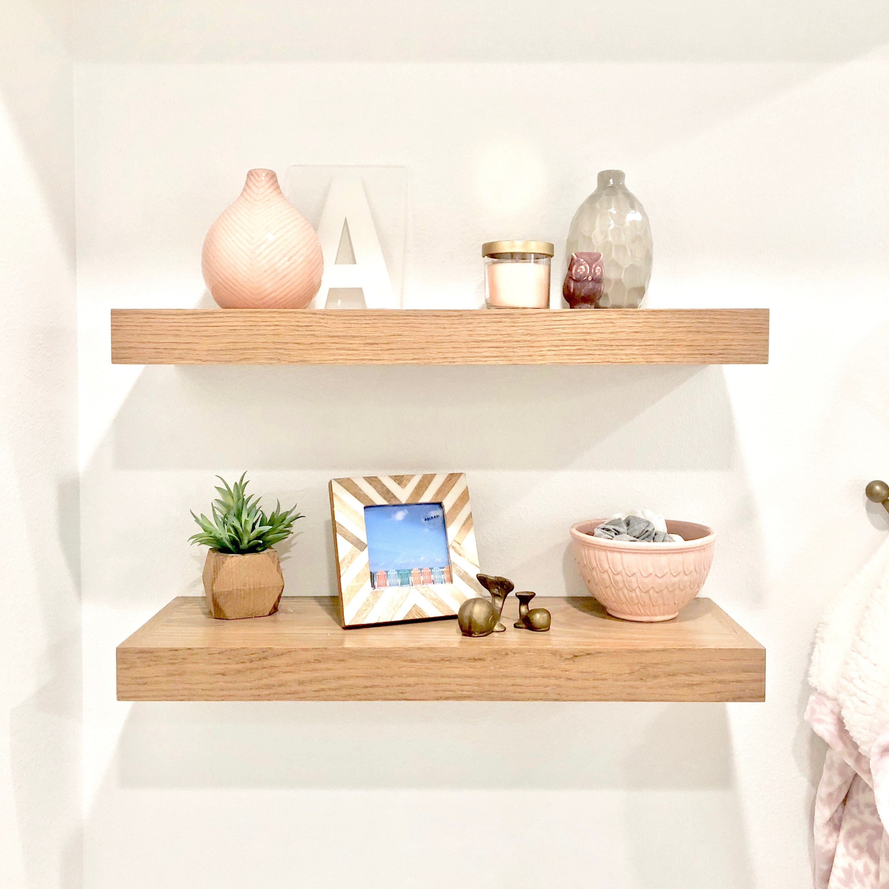 White oak floating shelves discount