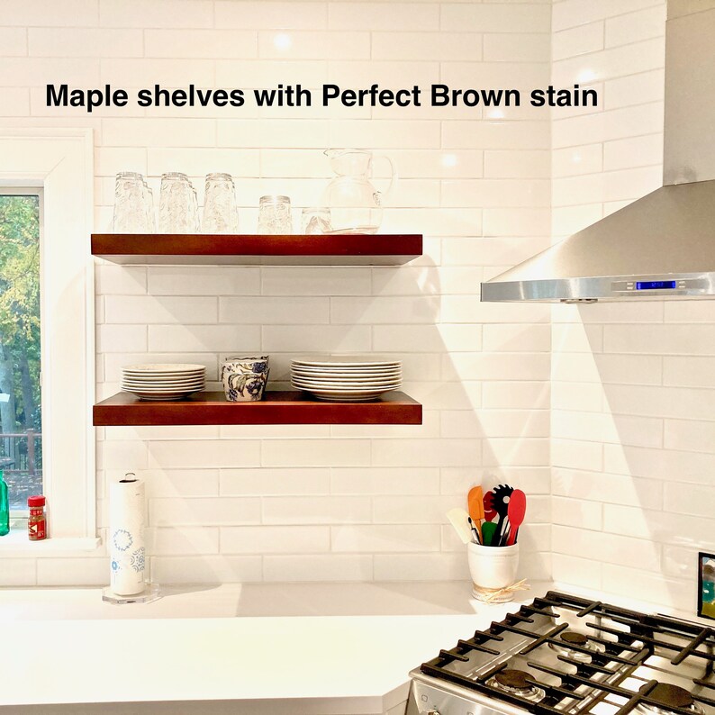 Floating Shelves Stained Floating Shelf Multiple Trim and Etsy