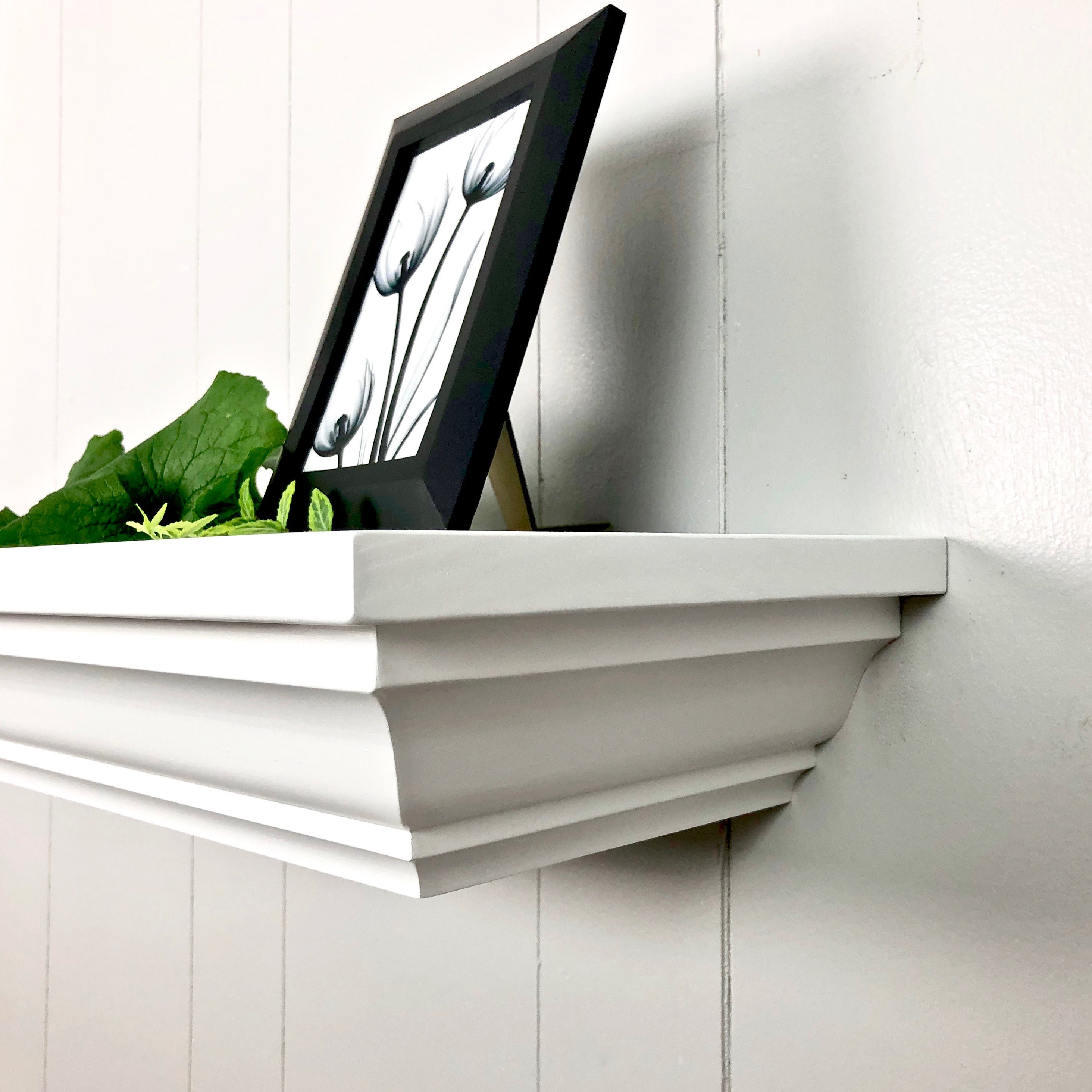 Painted Crown Molding Floating Shelf | Hard Lacquer Finish | Mantel