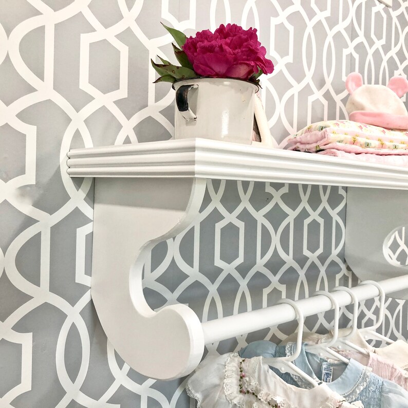 Nursery shelf with rod Baby clothes rack Hanging quilt Etsy