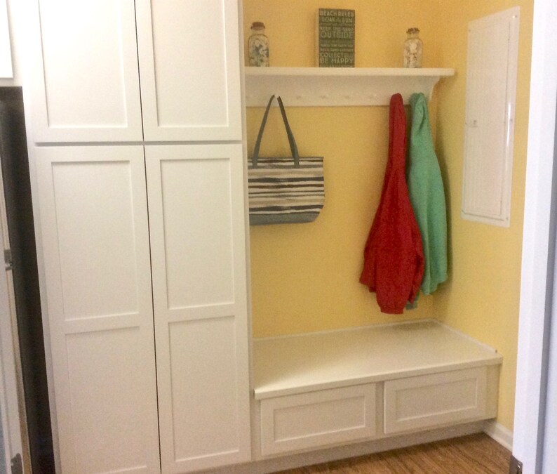 White wall shelf with pegs Entryway rack Coat rack Etsy