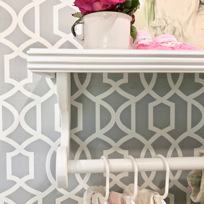 Nursery shelf with rod Baby clothes rack Hanging quilt Etsy