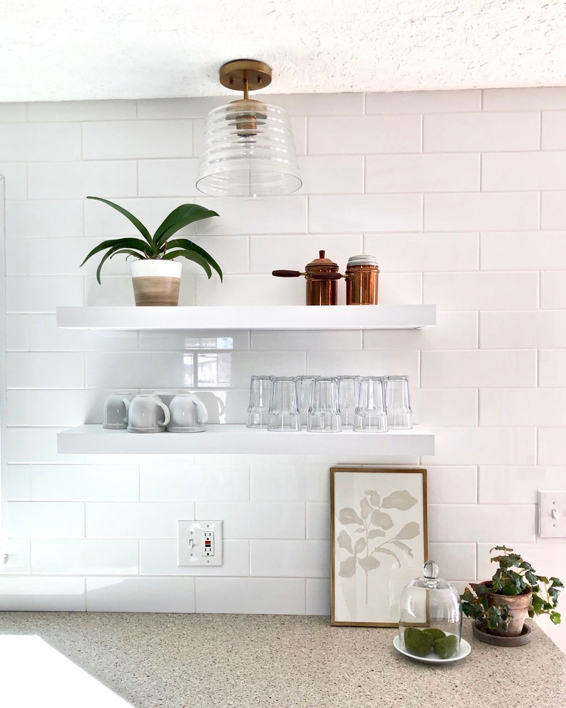Modern Floating Shelf Wall Shelves Smooth Trim Black White Select Color Length And Depth