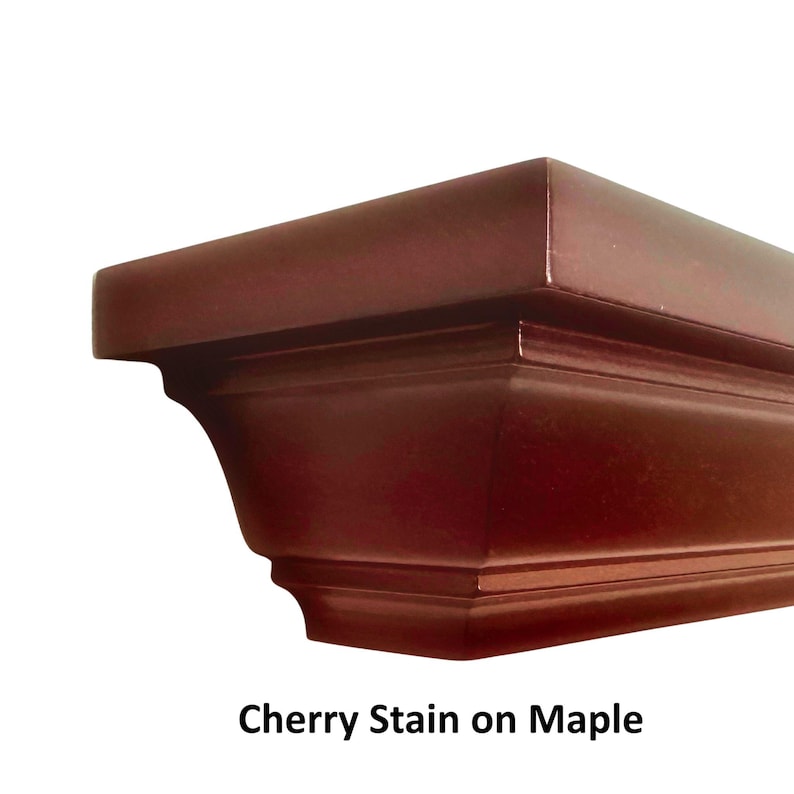 Maple Stained Crown molding shelves | Stained floating shelf | Mantle shelf | Lacquer protective finish | Decorative shelving image 5