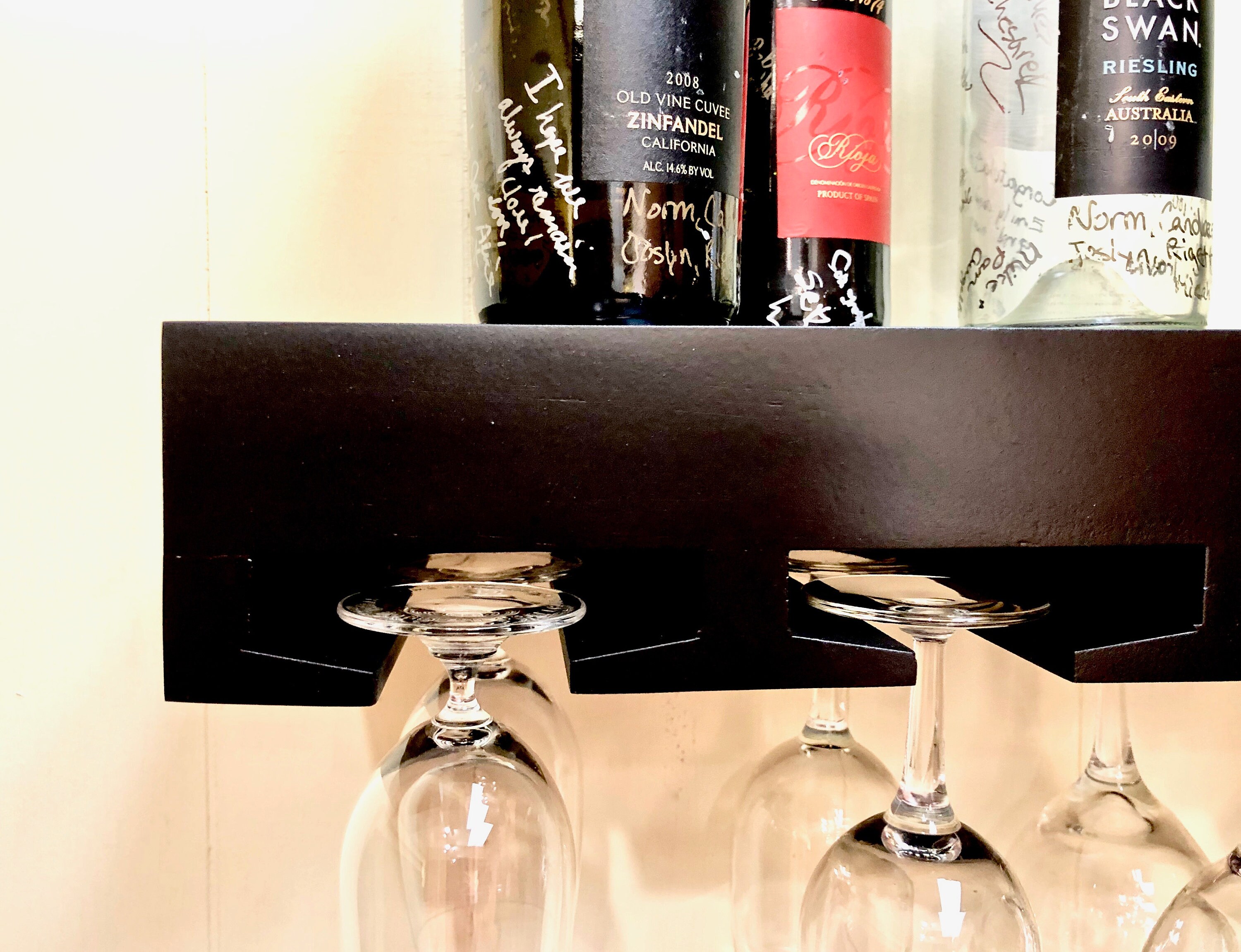 Floating wine shelf Wine glass rack Hanging wine glass Etsy