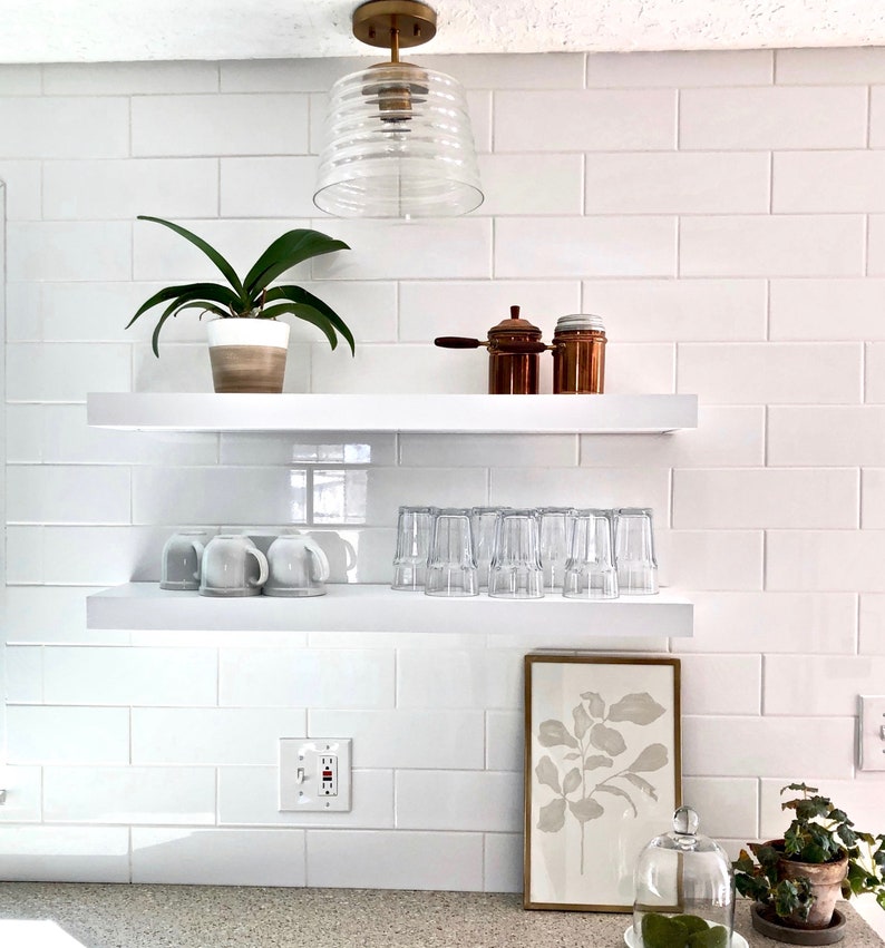Floating shelf White Open floating shelving Hard Lacquer Paint Finish Strong, solid and sturdy floating shelves image 1