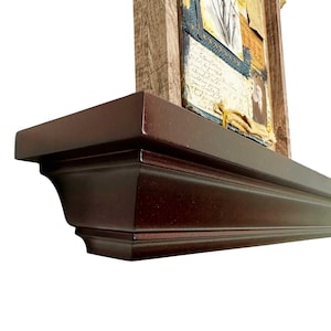 Maple Stained Crown molding shelves | Stained floating shelf | Mantle shelf | Lacquer protective finish | Decorative shelving image 2