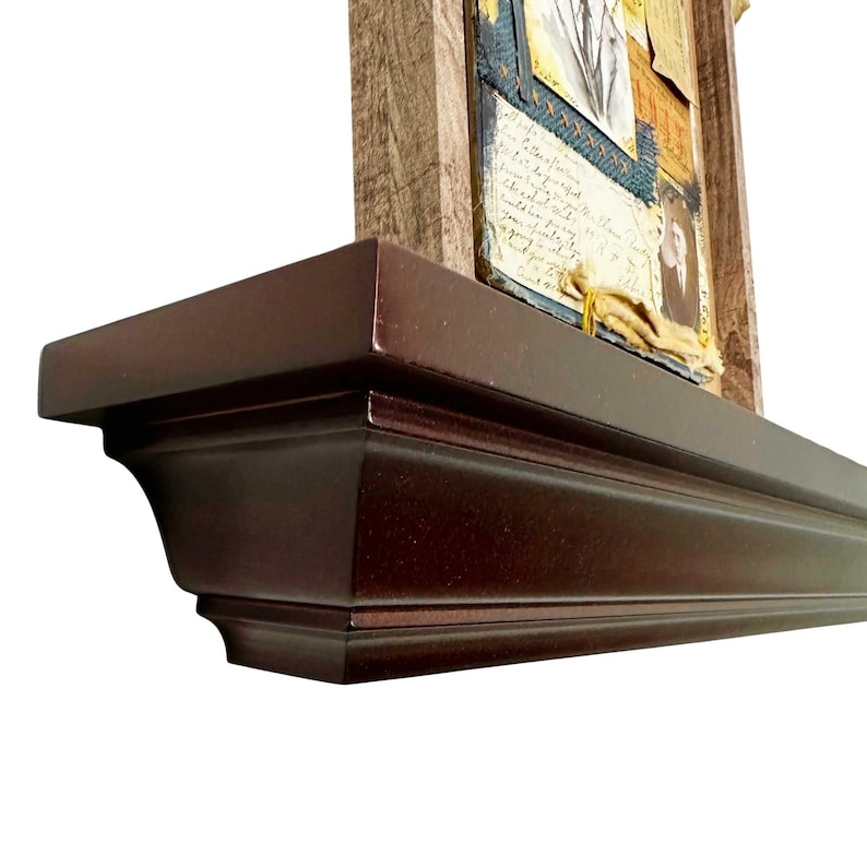 Maple Stained Crown molding shelves | Stained floating shelf | Mantle shelf | Lacquer protective finish | Decorative shelving image 2
