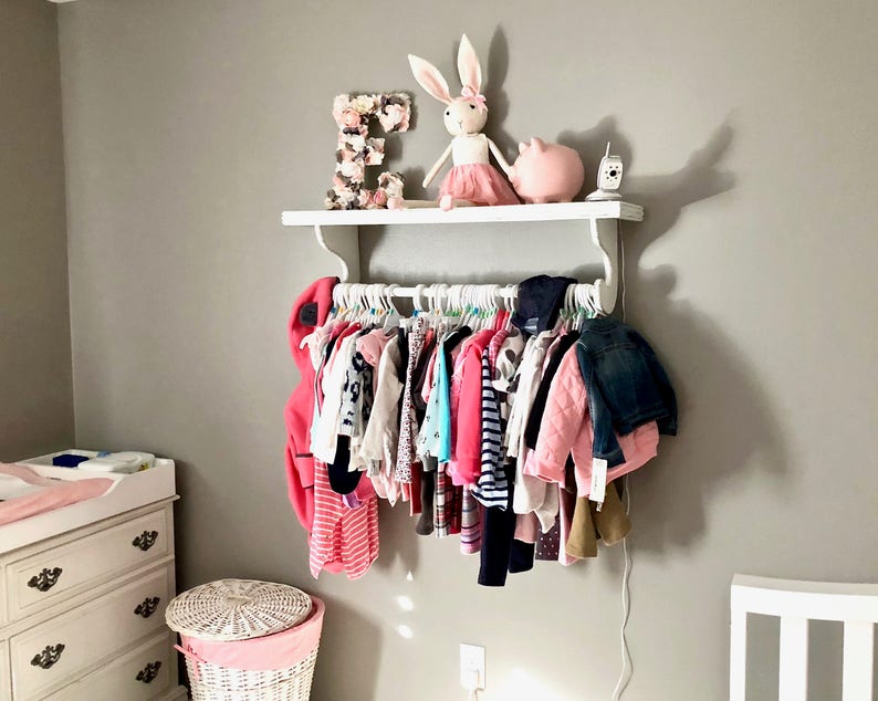 Distressed Wall Shelf Nursery Shelves Nursery Dowel Rod Etsy