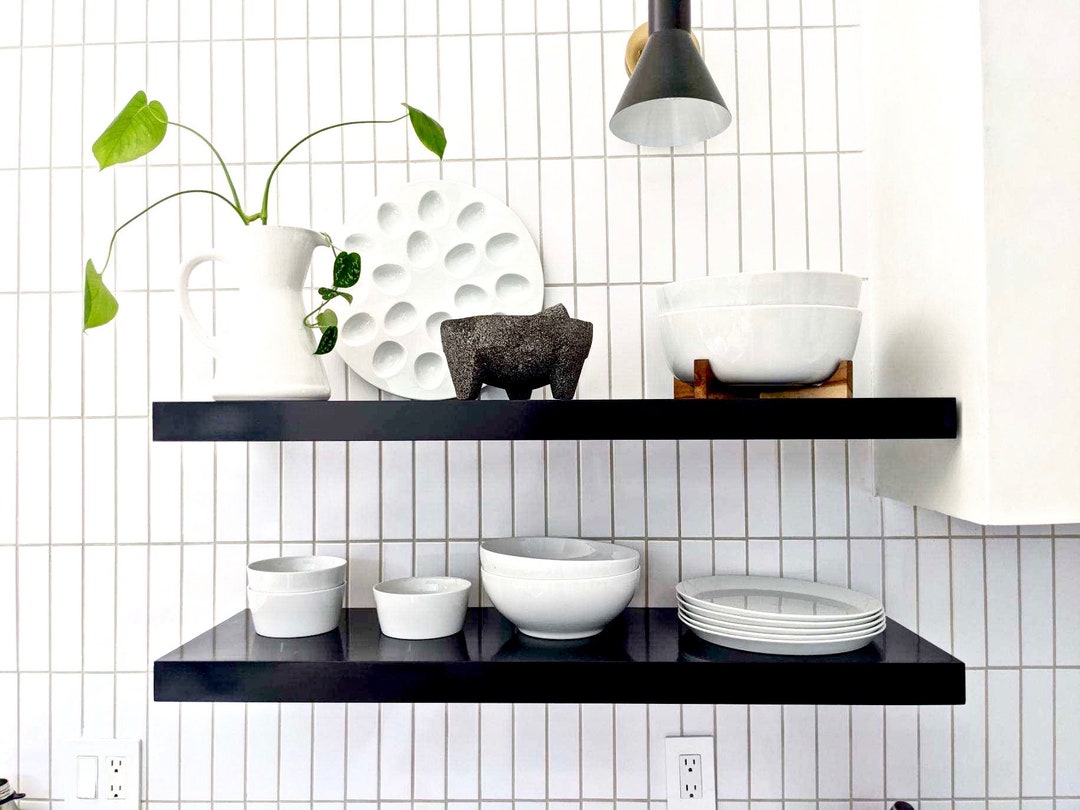 Floating Shelf | Black Kitchen Shelving | Multiple Trim and Color ...