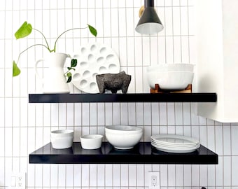 Floating shelf | Black kitchen shelving | Multiple trim and color Options | Need custom changes? See Personalization at Check-out