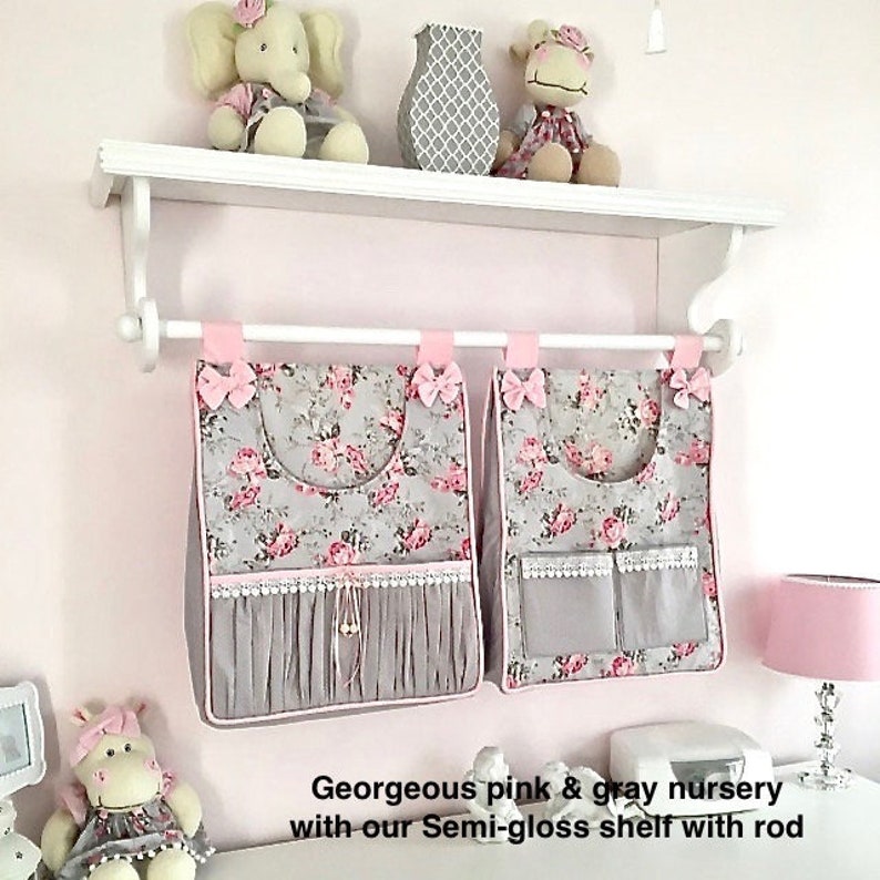 Wall Shelf Nursery With Rod Baby Clothes Rack Decor Hanging Quilt Shelves White