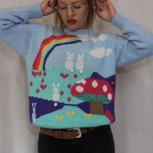 Vintage 70s Novelty Sweater Etsy
